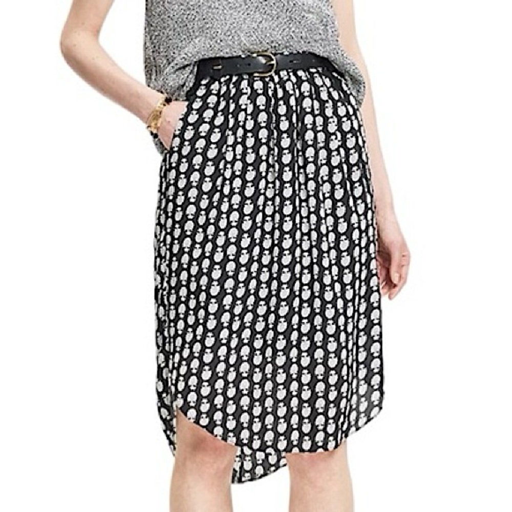 Madewell Pencil Midi Skirt with Pockets - Sz S, Black/Tan Flower Pattern